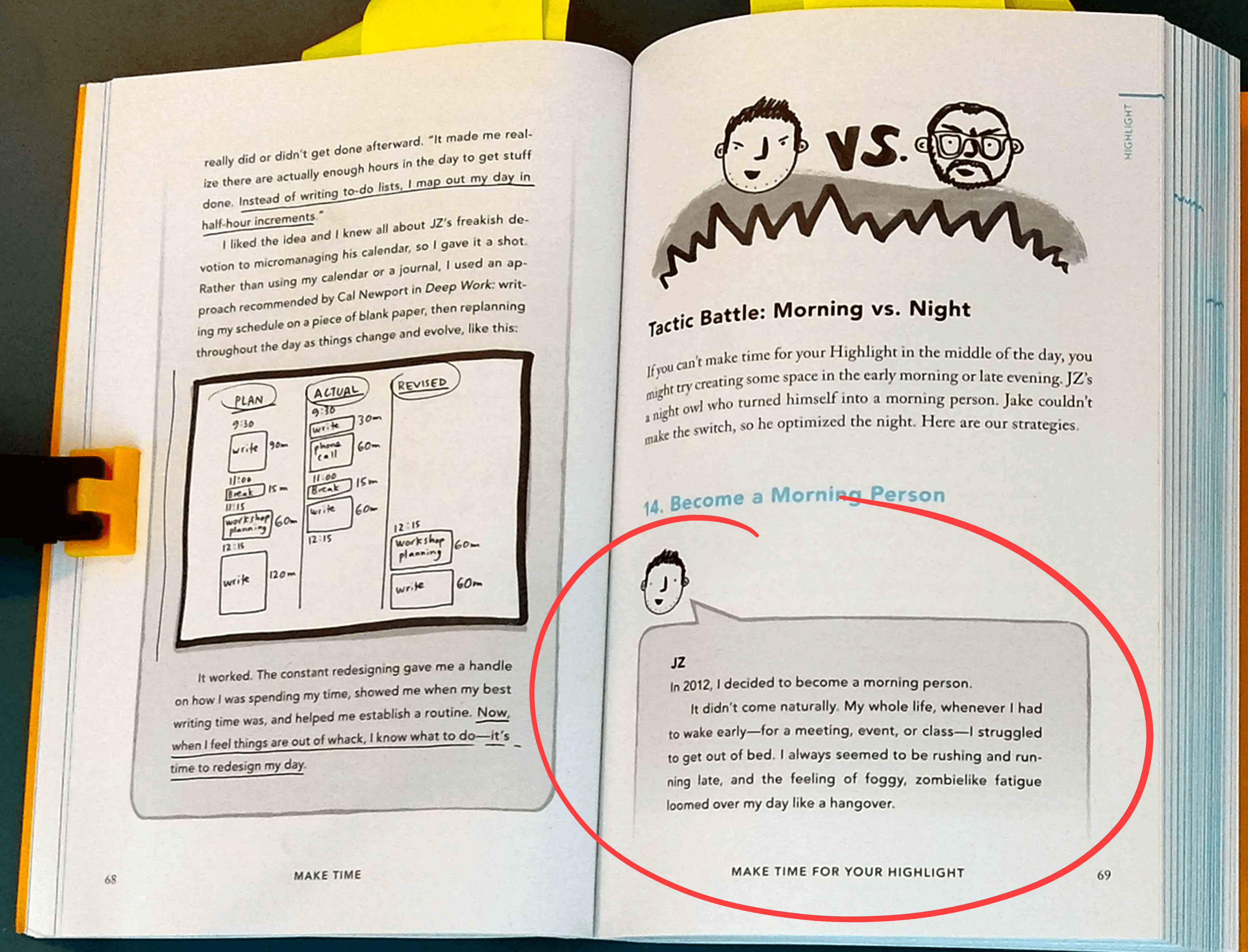 Make Time by Jake Knapp and John Zeratsky, using director's commentary to overlay a different tone, shifting from 'two authors giving joint advice' to 'one author sharing individual experiences'.