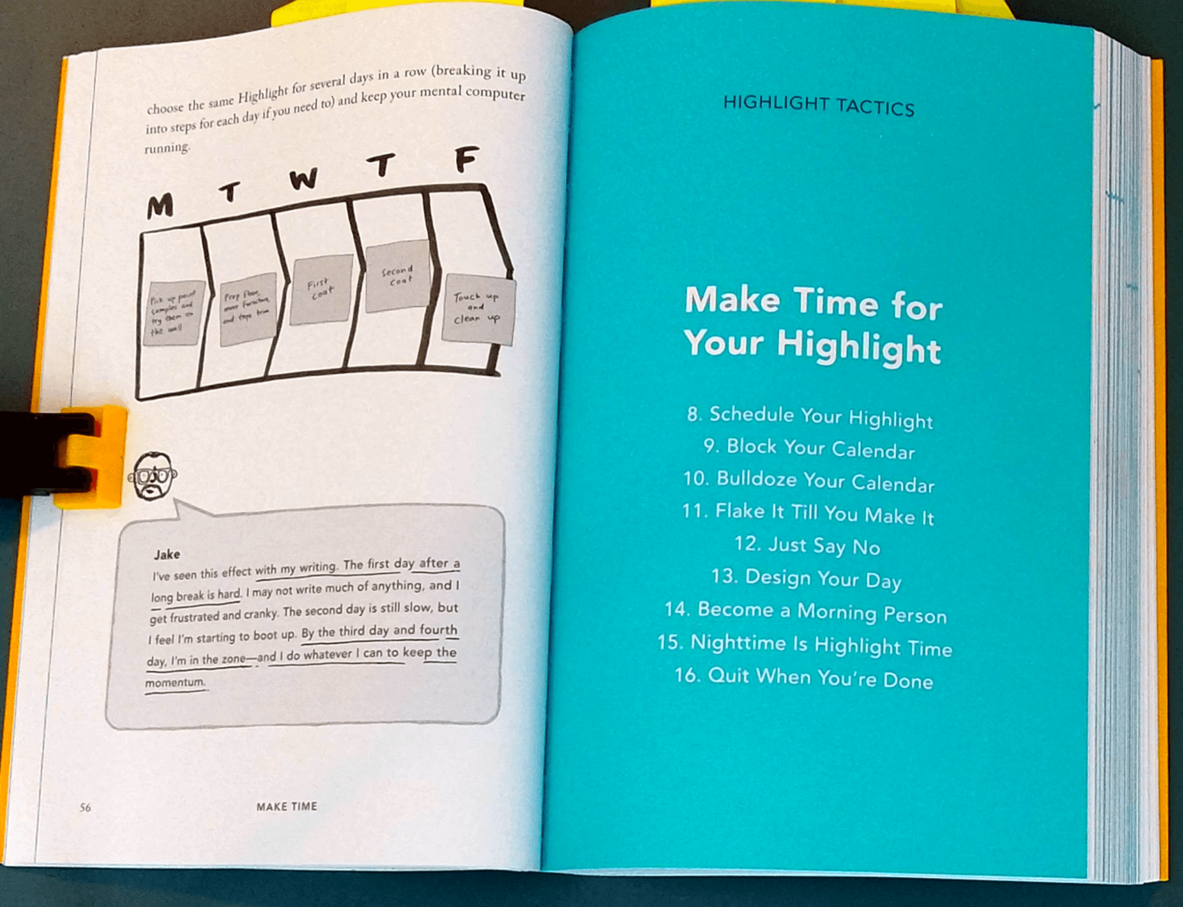 Knapp and Zeransky's Make Time, showing a mini-ToC and intro at the start of a Part to set expectations and allow navigation within it.