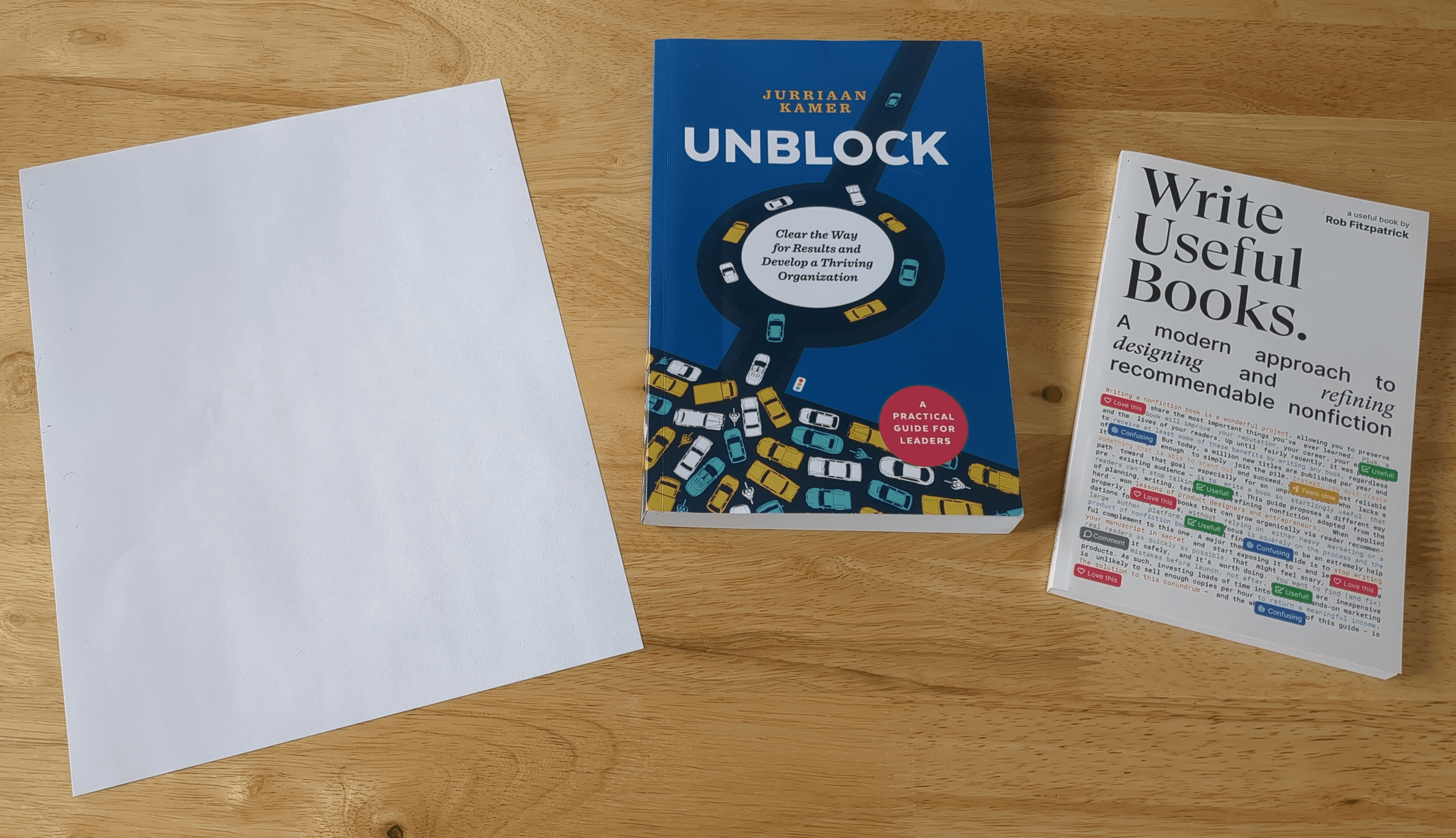 photo of two books, Unblock and Write Useful Books